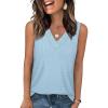 imageWIHOLL Tank Top for Women Summer Outfits V Neck T Shirts Trendy Eyelet Sleeveless Basic Beach Vacation ClothesLight Blue