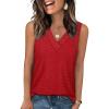 imageWIHOLL Tank Top for Women Summer Outfits V Neck T Shirts Trendy Eyelet Sleeveless Basic Beach Vacation ClothesRed