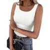 imageWIHOLL Womens Ribbed Tank Tops 2025 Summer Scoop Neck Slim Fitted Tops Casual Basic Knit Sleeveless ShirtsBwhite