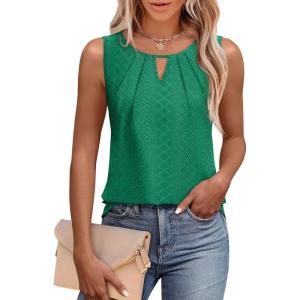 imageWIHOLL Womens Tank Tops Loose Fit Casual Sleeveless Tops Keyhole Neck Trendy Summer Tops Flowy Clothes Outfits 2025Dark Green