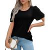 imageWIHOLL Short Sleeve Shirts for Women Summer Dressy Casual Tops Pleated Front01black