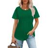 imageWIHOLL Short Sleeve Shirts for Women Summer Dressy Casual Tops Pleated Front03green