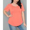 imageWIHOLL Short Sleeve Shirts for Women Summer Dressy Casual Tops Pleated Front05coral