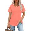 imageWIHOLL Short Sleeve Shirts for Women Summer Dressy Casual Tops Pleated Front05coral