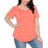 imageWIHOLL Short Sleeve Shirts for Women Summer Dressy Casual Tops Pleated Front05coral