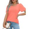 imageWIHOLL Short Sleeve Shirts for Women Summer Dressy Casual Tops Pleated Front05coral