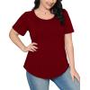 imageWIHOLL Short Sleeve Shirts for Women Summer Dressy Casual Tops Pleated Front06red