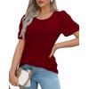 imageWIHOLL Short Sleeve Shirts for Women Summer Dressy Casual Tops Pleated Front06red