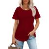 imageWIHOLL Short Sleeve Shirts for Women Summer Dressy Casual Tops Pleated Front06red