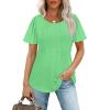 imageWIHOLL Short Sleeve Shirts for Women Summer Dressy Casual Tops Pleated Front07aqua