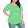 imageWIHOLL Short Sleeve Shirts for Women Summer Dressy Casual Tops Pleated Front07aqua