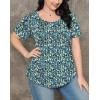 imageWIHOLL Short Sleeve Shirts for Women Summer Dressy Casual Tops Pleated Front1floral Blue