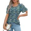 imageWIHOLL Short Sleeve Shirts for Women Summer Dressy Casual Tops Pleated Front1floral Blue