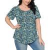 imageWIHOLL Short Sleeve Shirts for Women Summer Dressy Casual Tops Pleated Front1floral Blue