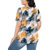 imageWIHOLL Short Sleeve Shirts for Women Summer Dressy Casual Tops Pleated Front2multi Teal