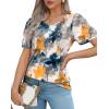 imageWIHOLL Short Sleeve Shirts for Women Summer Dressy Casual Tops Pleated Front2multi Teal