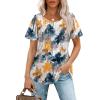 imageWIHOLL Short Sleeve Shirts for Women Summer Dressy Casual Tops Pleated Front2multi Teal