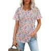 imageWIHOLL Short Sleeve Shirts for Women Summer Dressy Casual Tops Pleated Front3floral Pink