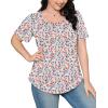 imageWIHOLL Short Sleeve Shirts for Women Summer Dressy Casual Tops Pleated Front3floral Pink