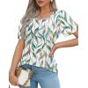 imageWIHOLL Short Sleeve Shirts for Women Summer Dressy Casual Tops Pleated Front4white Print