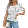 imageWIHOLL Short Sleeve Shirts for Women Summer Dressy Casual Tops Pleated Front5floral White