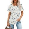 imageWIHOLL Short Sleeve Shirts for Women Summer Dressy Casual Tops Pleated Front5floral White