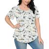 imageWIHOLL Short Sleeve Shirts for Women Summer Dressy Casual Tops Pleated Front5floral White