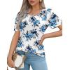imageWIHOLL Short Sleeve Shirts for Women Summer Dressy Casual Tops Pleated Front6blue Rose