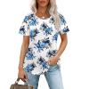 imageWIHOLL Short Sleeve Shirts for Women Summer Dressy Casual Tops Pleated Front6blue Rose