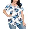 imageWIHOLL Short Sleeve Shirts for Women Summer Dressy Casual Tops Pleated Front6blue Rose