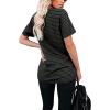 imageWIHOLL Women Summer T Shirts Short Sleeve Rounded V Neck Pocket Tee Tops01black Striped
