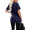 imageWIHOLL Women Summer T Shirts Short Sleeve Rounded V Neck Pocket Tee Tops03navy Striped