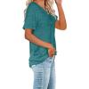 imageWIHOLL Women Summer T Shirts Short Sleeve Rounded V Neck Pocket Tee Tops1aqua