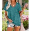 imageWIHOLL Women Summer T Shirts Short Sleeve Rounded V Neck Pocket Tee Tops1aqua