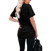 imageWIHOLL Women Summer T Shirts Short Sleeve Rounded V Neck Pocket Tee Tops1black