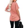 imageWIHOLL Women Summer T Shirts Short Sleeve Rounded V Neck Pocket Tee Tops1coral