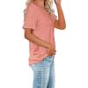 imageWIHOLL Women Summer T Shirts Short Sleeve Rounded V Neck Pocket Tee Tops1coral