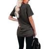 imageWIHOLL Women Summer T Shirts Short Sleeve Rounded V Neck Pocket Tee Tops1dark Gray