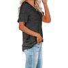 imageWIHOLL Women Summer T Shirts Short Sleeve Rounded V Neck Pocket Tee Tops1dark Gray