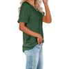 imageWIHOLL Women Summer T Shirts Short Sleeve Rounded V Neck Pocket Tee Tops1dark Green