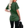 imageWIHOLL Women Summer T Shirts Short Sleeve Rounded V Neck Pocket Tee Tops1dark Green