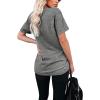 imageWIHOLL Women Summer T Shirts Short Sleeve Rounded V Neck Pocket Tee Tops1grey