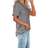 imageWIHOLL Women Summer T Shirts Short Sleeve Rounded V Neck Pocket Tee Tops1grey