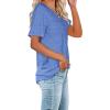 imageWIHOLL Women Summer T Shirts Short Sleeve Rounded V Neck Pocket Tee Tops1light Blue