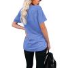 imageWIHOLL Women Summer T Shirts Short Sleeve Rounded V Neck Pocket Tee Tops1light Blue