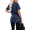 imageWIHOLL Women Summer T Shirts Short Sleeve Rounded V Neck Pocket Tee Tops1navy Blue