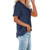 imageWIHOLL Women Summer T Shirts Short Sleeve Rounded V Neck Pocket Tee Tops1navy Blue