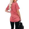 imageWIHOLL Women Summer T Shirts Short Sleeve Rounded V Neck Pocket Tee Tops1pink