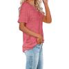 imageWIHOLL Women Summer T Shirts Short Sleeve Rounded V Neck Pocket Tee Tops1pink