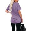 imageWIHOLL Women Summer T Shirts Short Sleeve Rounded V Neck Pocket Tee Tops1piris Purple